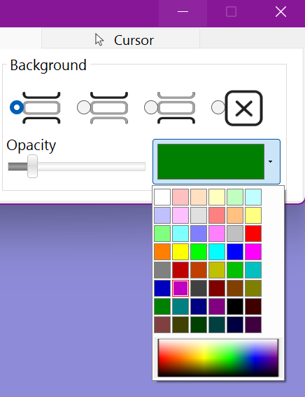 Background tint colour and opacity